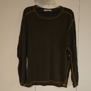 Agave Olive Long Sleeve Tee with Yellow Stitching